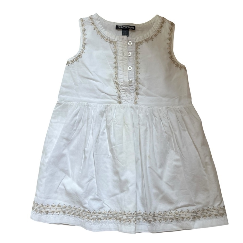 Bloomingdales| Kids Toddler White Sleeveless Dress with Embroidery- Size 2T
